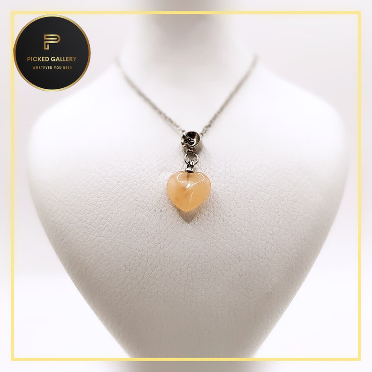 گردنبند قلبی سنگ جید